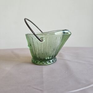 Glass Coal Scuttle Bucket with Metal Handle